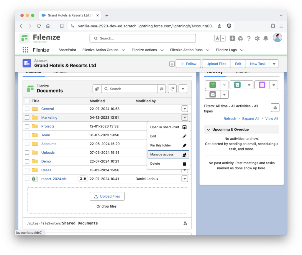 Share SharePoint Folders in Salesforce