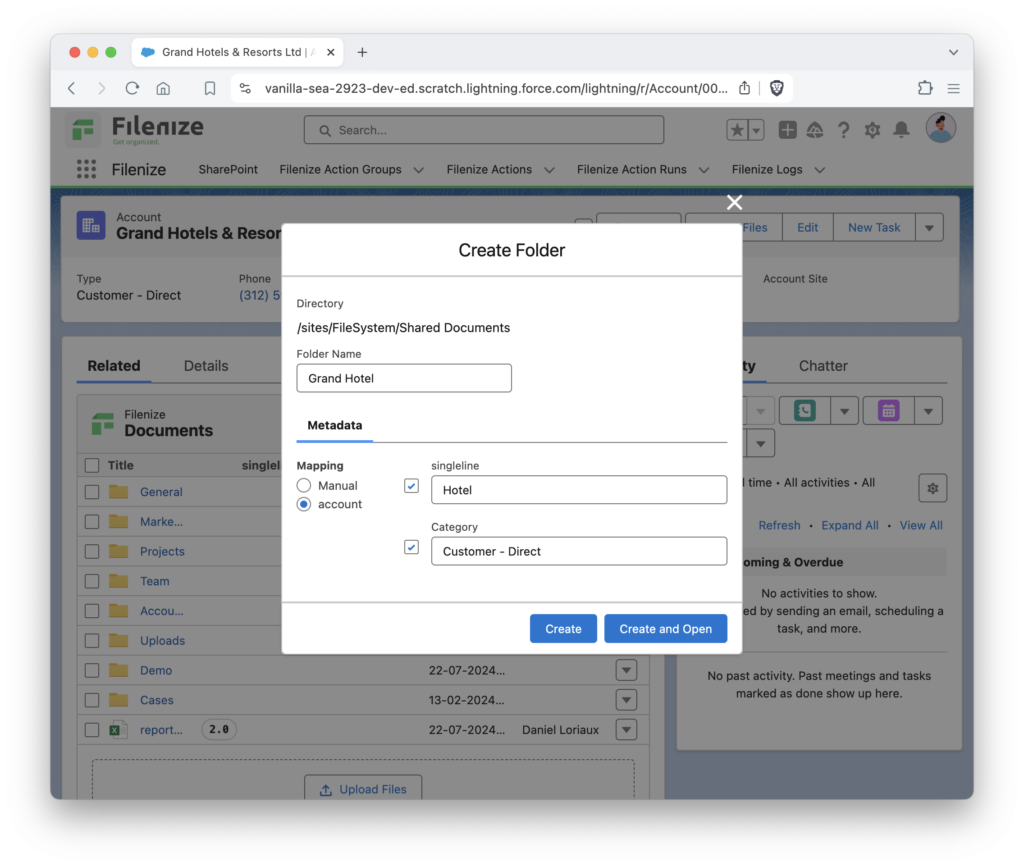 Create Folder and Specify Metadata